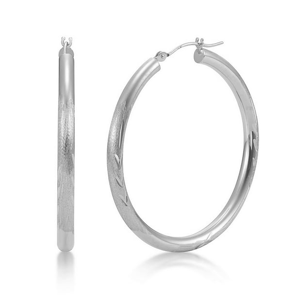 Jewel Tie Solid 14K Yellow Gold 3mm Classic Hoop Earrings 35mm Diameter Jewel Tie Solid 14K Yellow Gold 3mm Classic Hoop Earrings 35mm Diameter